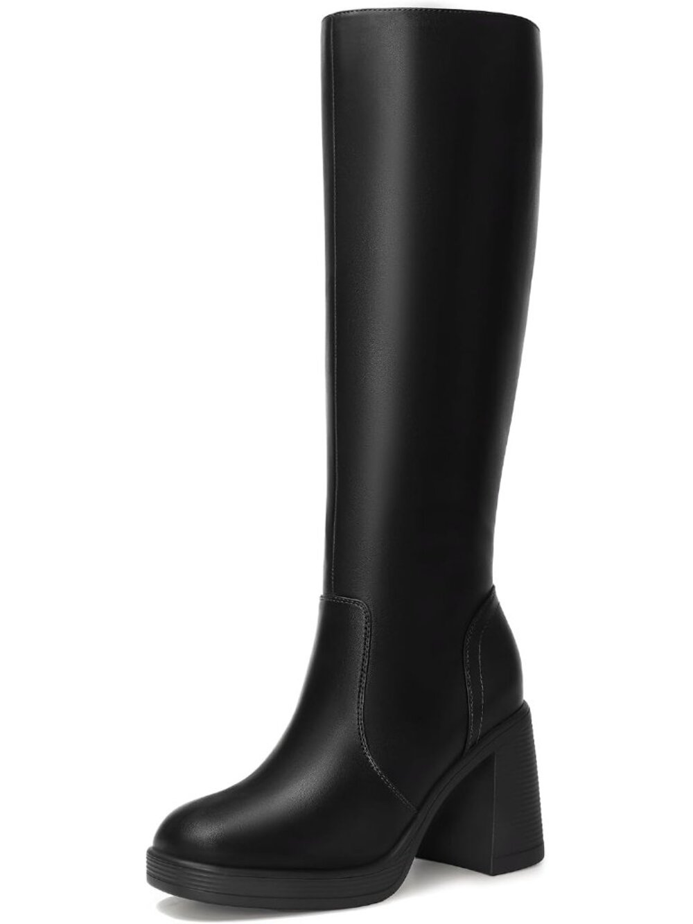 🆕Women's Black Knee High Platform Boots Chunky Block Heel Square Toe Shoes